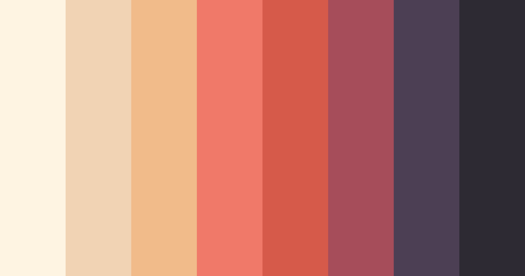 tan, coral and dark purple colour palette