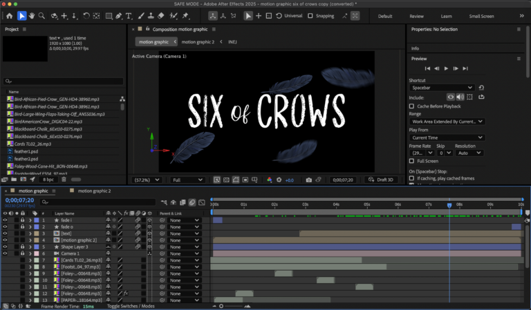 after effects screen capture of editing