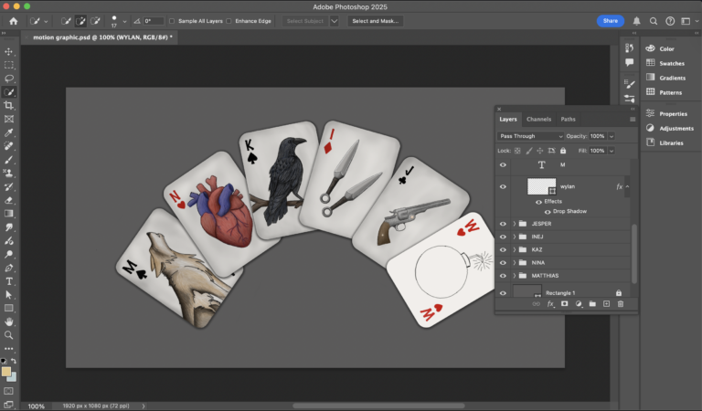 photoshop screen capture of crow cards